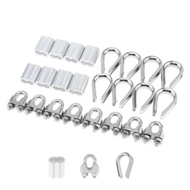 24 Pcs M10 Cable Clamp Thimble Ferrule Set 3/8" Wire Rope Rigging Accessories 304 Stainless Steel Aluminum Crimping Sleeves Wire Clamps for Cables (M10(3/8"))