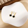BAREEK Four Leaf Clover Earrings Hoop Dangle 14K Gold Clover