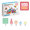 PicassoTiles 100 Piece Set 100pcs Magnet Building Tiles Clear Magnetic