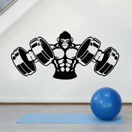 YLLMNOBM Gorilla Muscle Gym Training Wall Sticker Gym Wall Room Decoration Weights Sport Vinyl Decal Art Wallpaper