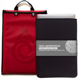 AquaQuest Storm 100% Waterproof Laptop Sleeve – Lightweight Ripstop Nylon Case, Welded Seams and Removable 5 mm Neoprene Liner – 15 in – Red – Fits up to 15 × 11 in