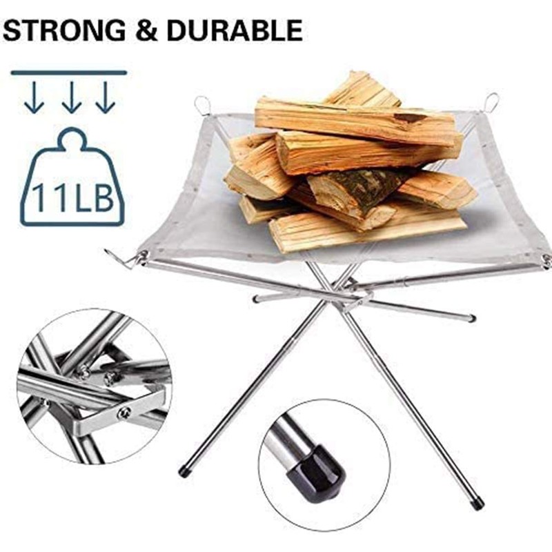 FUUHOMDY Portable Outdoor Fire Pit 41cm Camping Fire Pit Foldable
