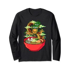 Vaporwave Giapponese Ramen Dragon Noodle Food Glitch Maglia a Manica