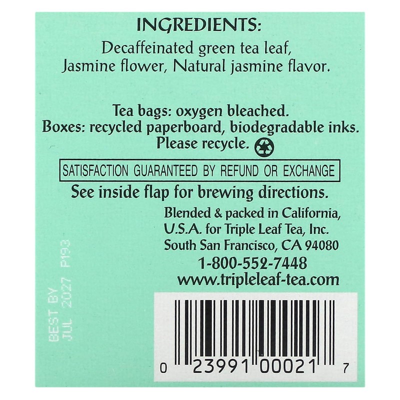 Decaf Tea; Jasmine Green