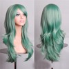 Tangyaoyusun 28Inch Green Wig with Bang Long Wavy Curly Hair