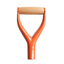 Shovel D Grip Handle,Metal Shovel Replacement Handle with Wooden Grip,31mm Inside Diameter Snow Shovels Replacement Handles Spade Handles for Garden Digging Raking Tool(Orange)