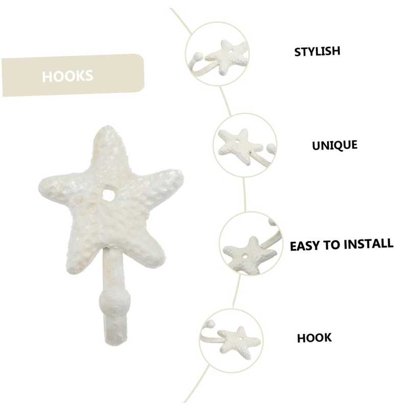 Holibanna Cast Wall Hooks 3pcs Iron Star Coat Hook Nautical