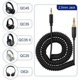 Zosvoses QC45 Cable Compatible with Bose QuietComfort Ultra, QC45, QC35, QC25, NC700 Headphones, Coiled Audio Cable with 6.35mm Adapter, 4ft to 14ft