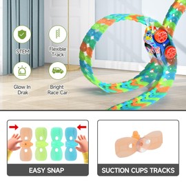 BABELONG Race Track Car Toy,Kids Slot Race Cars Tracks,360° Rotation Racing Car, Flexible Race Car's Changeable Track Set, for Children Over 3 Years Old(116pcs)