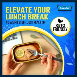 FinerFin Premium Zesty Lemon Yellowfin Tuna Fillets in Organic Extra Virgin Olive Oil, 4.4 oz | Hand Cut | Gourmet Ready-to-Eat Fillets | Gluten Free | Kosher