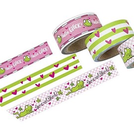 'Hello Good Luck Frog Design Gift Washi Tape 3 Rolls – 3 m