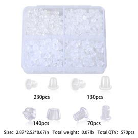 4 Styles 550 Pcs Earring Backs Rubber, Clear Plastic Earrings Hypoallergenic Metal Silicone Earring Backs Bullet Clutch Stoppers Replacement Kits for Fish Hook Earring Studs Hoops