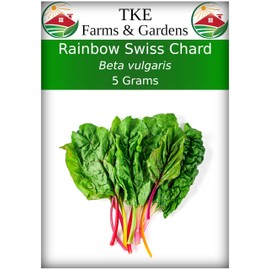 TKE Farms & Gardens - Rainbow Swiss Chard Seeds for Planting, 5 Grams, 175 Heirloom Seeds, Non-GMO, Instructions Included, Beta vulgaris, Qty 1