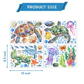 Sea Turtle Wall Stickers,Marine Animals Bedroom Decorative Stickers,Decorating Living Room Bathroom Bedroom,Tearable Stickable Ocean Themed Wall Decorations