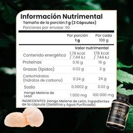 NuBoost Hongo Melena de León 1000 mg - 180 Cápsulas - 90 Porciones - Melena de Leon Capsulas - Suplemento Natural de Hongos - Lions Mane Capsules - He