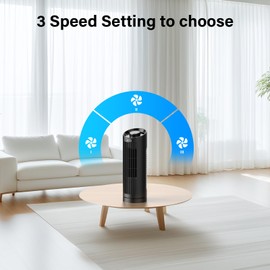 JRD 13'' Tower Fan with 80° Oscillating, 3 Speeds, 23ft/s Bladeless Desk Fan, Quiet Operation, Compact & Portable Table Fan for Bedroom Home Office