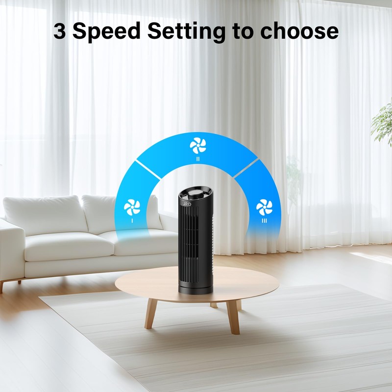 JRD 13'' Tower Fan with 80° Oscillating, 3 Speeds, 23ft/s