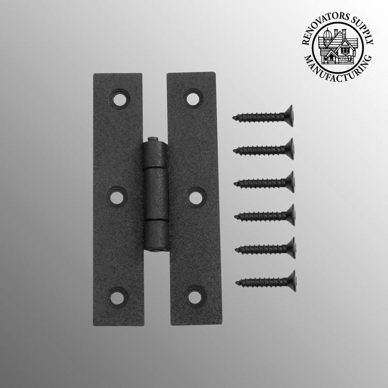 Renovators Supply Manufacturing Black H Cabinet Hinges 3 in. Wrought