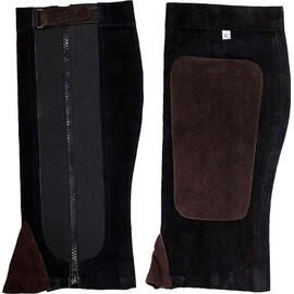 KNIGHT GUARD Over-the-Boot Half Chaps for Horseback Riding | Size Extra Large (XL) | Two-Tone Genuine Leather | Customized Fit with Adjustable Strap | 18" (45.7 cm) Length for Optimal Protection