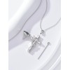 HVQP Dragonfly Cross Urn Necklaces for Ashes Women White Gold