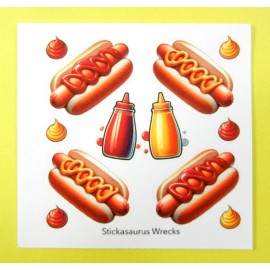 Stickasaurus Wrecks Hot Dogs Mini Sticker Sheet