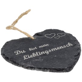 · Small Slate Heart with Engraving · Slate Board with Checked Ribbon for Hanging · Wall Decoration as a Gift Idea for Your Best Friend · Favourite Person