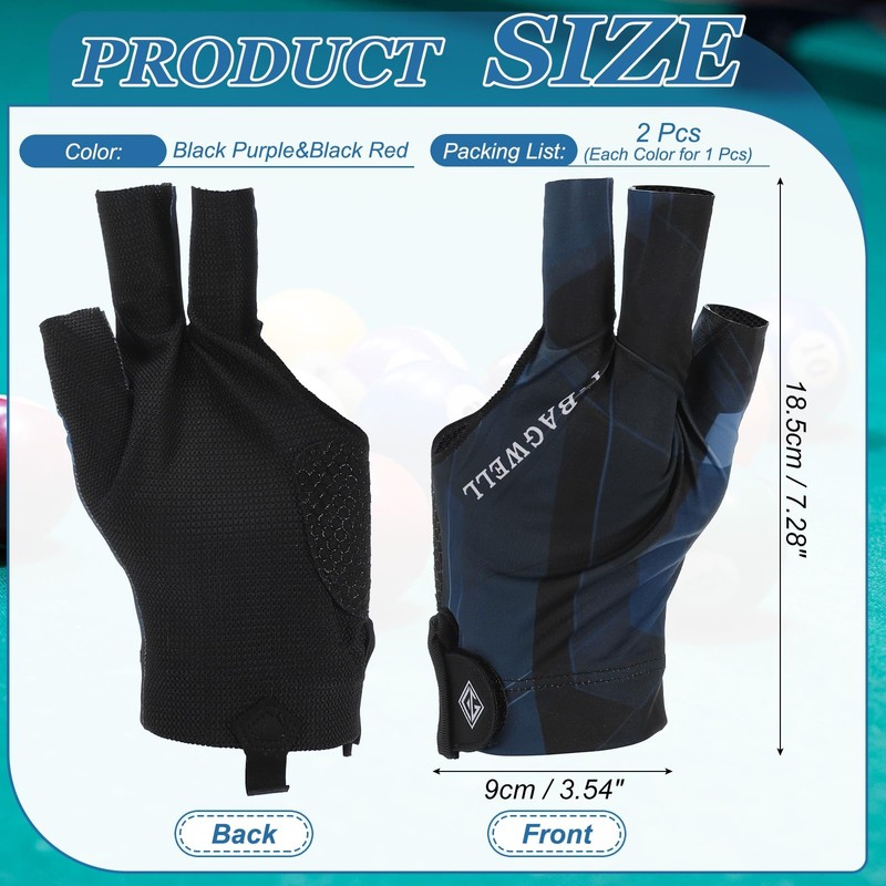 YELARXI 3 Finger Pool Glove Left Hand, Billiard Gloves for