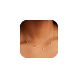 TINGN Chain Necklace Women's Gold, 14K Gold Plated Cubic Zirconia Four Leaf Clover Flower Pearl Necklace Ladies Girls Anniversary Birthday Gift for Women Girls Girlfriend Jewellery
