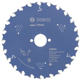 Bosch Professional 1x Expert for Wood Circular Saw Blade (Wood, Saw Blade Diameter 184 x 30 x 2.6 mm, 24 Teeth, Circular Saw Accessories)