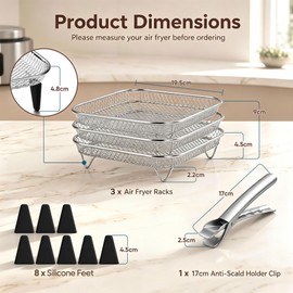 Homikit Air Fryer Rack, 3Pcs Stainless Steel Air Fryer Accessories, Square