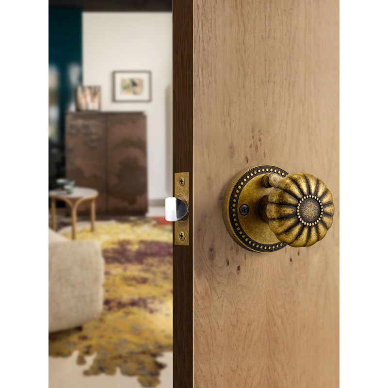 SORWDUERM Antique Brass Door Knobs Interior Privacy Door Knob for
