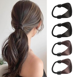 Hair Tie, Hair Accessories, Wig Hair Tie, Simple and Fashionable Temperament, Korean Style, Soft Hair Elastic, No Trace 2, Black, 2, Dark Brown