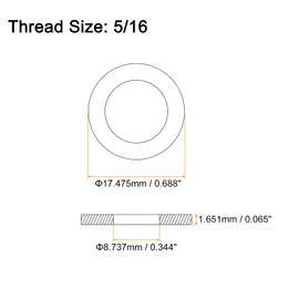 sourcing map 100Pcs 5/16 Flat Washer, 316 Stainless Steel 0.344" ID x 0.688" OD x 0.065" Thick for Bolt Screw, Factories Repair, Kitchens, Shops, and Outdoor Construction, Silver
