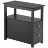 SEGAWE 2PCS End Table w/ 2 Drawer Shelf Narrow Bedroom
