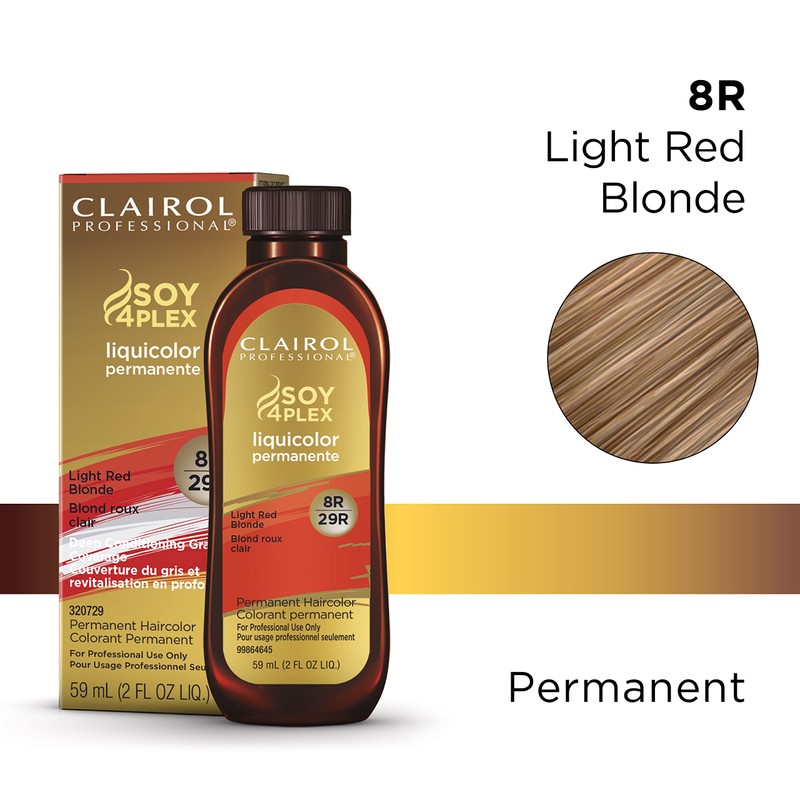 Clairol Professional Permanent Liquicolor for Blonde Hair Color, 8r Light
