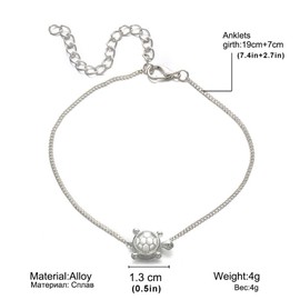 SAFIGLE 1pc Alloy Turtle Anklet Summer Beach Ankle Chain Sea Beads Anklet Bracelet Pearl Charm Anklets Vintage Bracelet Tortoise Pendant Anklet Beach Bracelet Silver