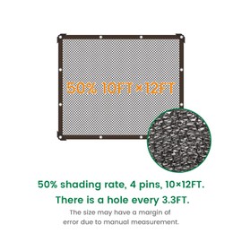 Xlimin 50% 10 X 12 FT Black Shade Cloth, Outdoor Woven Sun Shade with Grommets, Durable Breathable Netting Shading Antifreezing for Patio, Garden, DIY Home, Plants Cover, Greenhouse, Dog Kennel