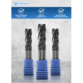 ARMOUR TOOLING – 1.5mm Tungsten Carbide End mill Set – 4 Flute Sharp Corner Cutter – 5 Pack – CNC Milling Tool - for Alloy Steels - Milling Cutter - For Roughing And Finishing – (4mm shank)