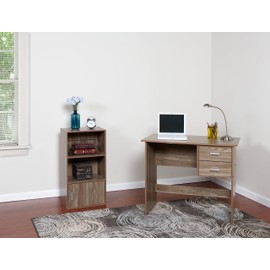 OneSpace Modern Writing Desk with 2 Side Drawers, Walnut