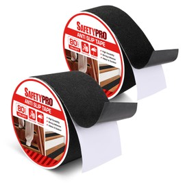 SafetyPro 4" x 35 Feet & 2" x 35 Feet Anti-Slip Tape, 2PC Heavy Duty Safety Tape for Stairs Outdoor/Indoor, Waterproof Non-Slip Grip Tape with Strong Traction Friction Abrasive Adhesive, Black