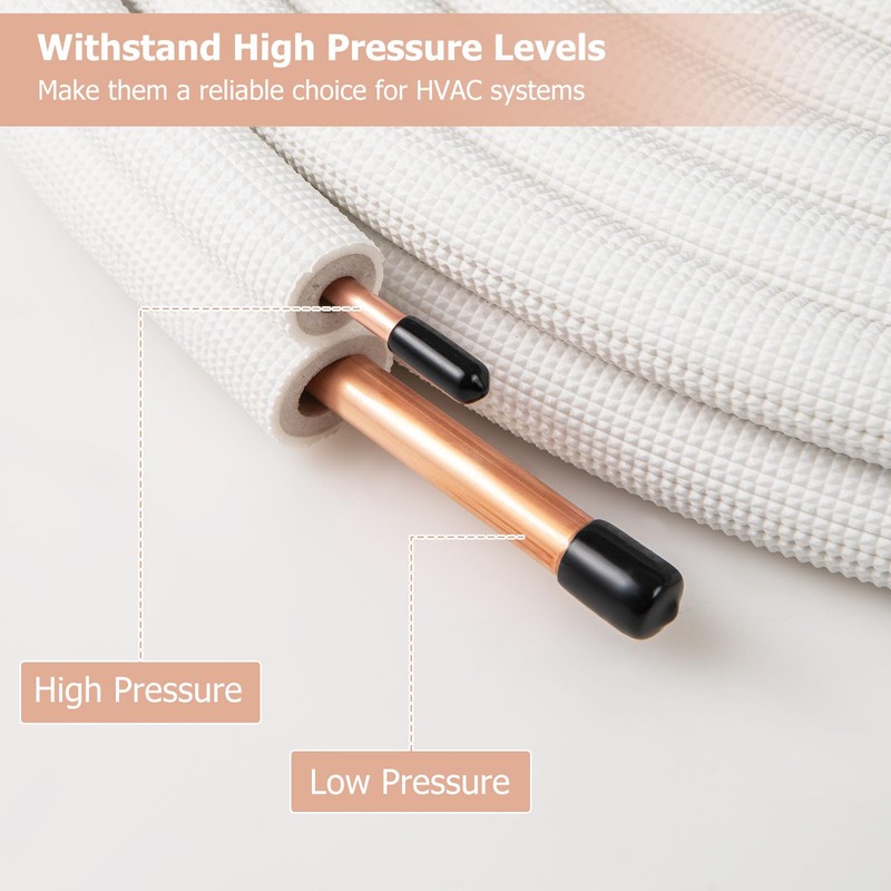 COSTWAY 25 Ft. Mini Split Line Set, 1/4”&1/2” O.D. Copper
