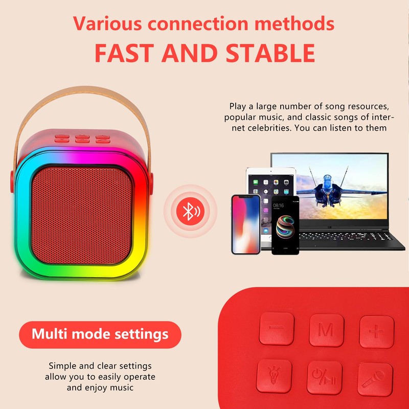 Karaoke Machine for Kids Mini Bluetooth Karaoke System with USB