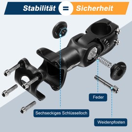 toptrek Bicycle Handlebar Stem, Handlebar Riser Bicycle 31.8 mm x 110 mm, Aluminium ± 60° Adjustable, Hexagonal Hole Design, Bicycle Handlebar Raiser for MTB
