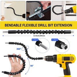 Flexible Drill Bit Extension Set, Including Right Angle Drill Attachmen, Rotatable Joint Socket 1/4 3/8 1/2 In Hex Socket Adapter, Bendable Drill Bit Extension and Drill Bit Holder Screwdriver Kit