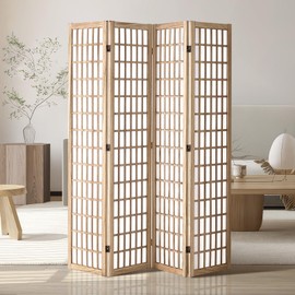 VEVOR Room Divider, 4 Panel Japanese Room Divider, Folding Privacy Screen Indoor, Portable Partition Dividers and Decoration Screens, for Room Separation, Home, Office, Restaurant & Bedroom (Natural)