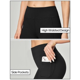 Heathyoga Women Bootcut High Waist Yoga Pants with Pockets, Black, Large