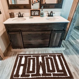 RoomTalks Washable Howdy Rug Indoor Doormat, Cowboy Country Brown Southwestern Bathroom Rugs Non Slip Bath Mat, Wild West Rodeo Texas Throw Rugs 2x3 Small Area Rug for for Bedroom Bathroom Kitchen