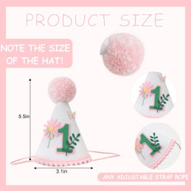 KOJIN Flower-Themed 1st Birthday Hat，Floral Crown For Baby's First Birthday，Wild Flower First Birthday Hat And Decor，Boho Floral Crown For Princess Birthday，Daisy 1st Birthday Hat For Girls