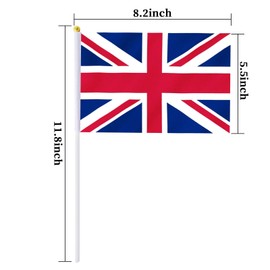 20 Pack Small UK Flags on Stick Mini Handheld United Kingdom Flag for Parades, Independence Day and Patriotic Events 5x8 Inch Durable Weather-Resistant Flags with 12 Inch Sticks(UK)