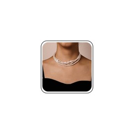 Yheakne Vintage Layered Pearl Collar Necklace Multilayer Pearl Choker Necklace Multi Pearl Strand Necklace Short Irregular Pearl Chain Necklace Jewelry for Women